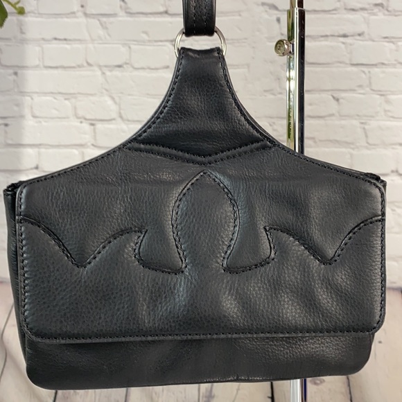 KT LEATHER DESIGNS Custom By Karen Taber Black Leather 3 Compartment Belt Pouch - Picture 6 of 17